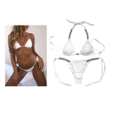 Maxbell Maxbell Women Sexy Swimsuit Push Up Bras Rhinestone Bikini Set Bathing Suit S White