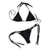 Maxbell Maxbell Women Sexy Swimsuit Push Up Bras Rhinestone Bikini Set Bathing Suit S Black