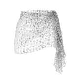 Maxbell 3xBelly Dance Hip Scarf for Women Waist Scarves Hipscarf Festival Clothing silver