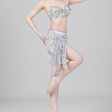Maxbell 3xBelly Dance Hip Scarf for Women Waist Scarves Hipscarf Festival Clothing silver