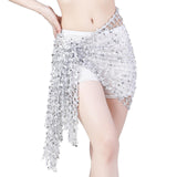 Maxbell 2xBelly Dance Hip Scarf for Women Waist Scarves Hipscarf Festival Clothing silver