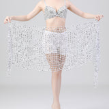 Maxbell 3xBelly Dance Hip Scarf for Women Waist Scarves Hipscarf Festival Clothing silver