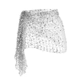 Maxbell 2xBelly Dance Hip Scarf for Women Waist Scarves Hipscarf Festival Clothing silver