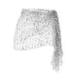 Maxbell 3xBelly Dance Hip Scarf for Women Waist Scarves Hipscarf Festival Clothing silver