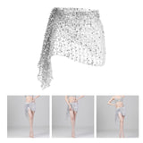 Maxbell 3xBelly Dance Hip Scarf for Women Waist Scarves Hipscarf Festival Clothing silver