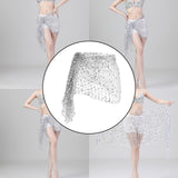 Maxbell 2xBelly Dance Hip Scarf for Women Waist Scarves Hipscarf Festival Clothing silver
