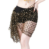 Maxbell 2xBelly Dance Hip Scarf for Women Waist Scarves Hipscarf Festival Clothing black gold