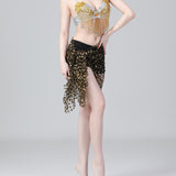 Maxbell 2xBelly Dance Hip Scarf for Women Waist Scarves Hipscarf Festival Clothing black gold