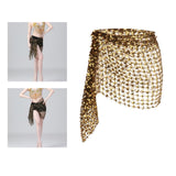 Maxbell 3xBelly Dance Hip Scarf for Women Waist Scarves Hipscarf Festival Clothing black gold