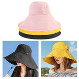 Women Men Bucket Hat Wide Brim Hats Sun UV Protection Fishing Cap M Yellow