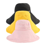 Women Men Bucket Hat Wide Brim Hats Sun UV Protection Fishing Cap M Yellow