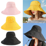 Women Men Bucket Hat Wide Brim Hats Sun UV Protection Fishing Cap M Yellow