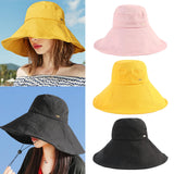 Women Men Bucket Hat Wide Brim Hats Sun UV Protection Fishing Cap M Yellow