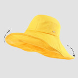 Women Men Bucket Hat Wide Brim Hats Sun UV Protection Fishing Cap M Yellow