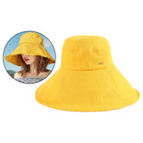 Women Men Bucket Hat Wide Brim Hats Sun UV Protection Fishing Cap M Yellow