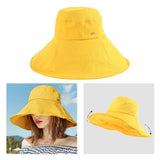 Women Men Bucket Hat Wide Brim Hats Sun UV Protection Fishing Cap M Yellow