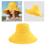 Women Men Bucket Hat Wide Brim Hats Sun UV Protection Fishing Cap M Yellow