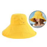 Women Men Bucket Hat Wide Brim Hats Sun UV Protection Fishing Cap M Yellow