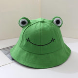 Maxbell Kids Girls Cotton Frog Bucket Hat Fishing Cap for Outdoor Vacation Green