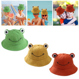 Maxbell Kids Girls Cotton Frog Bucket Hat Fishing Cap for Outdoor Vacation Green