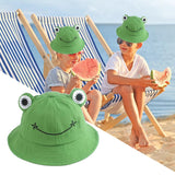 Maxbell Kids Girls Cotton Frog Bucket Hat Fishing Cap for Outdoor Vacation Green