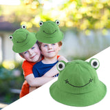 Maxbell Kids Girls Cotton Frog Bucket Hat Fishing Cap for Outdoor Vacation Green