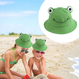 Maxbell Kids Girls Cotton Frog Bucket Hat Fishing Cap for Outdoor Vacation Green