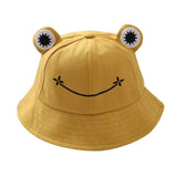 Maxbell Kids Girls Cotton Frog Bucket Hat Fishing Cap for Outdoor Vacation Yellow