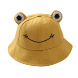 Maxbell Kids Girls Cotton Frog Bucket Hat Fishing Cap for Outdoor Vacation Yellow