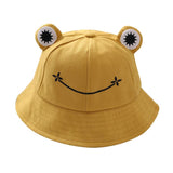 Maxbell Kids Girls Cotton Frog Bucket Hat Fishing Cap for Outdoor Vacation Yellow