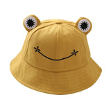 Maxbell Kids Girls Cotton Frog Bucket Hat Fishing Cap for Outdoor Vacation Yellow