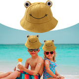 Maxbell Kids Girls Cotton Frog Bucket Hat Fishing Cap for Outdoor Vacation Yellow