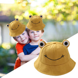 Maxbell Kids Girls Cotton Frog Bucket Hat Fishing Cap for Outdoor Vacation Yellow
