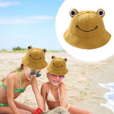 Maxbell Kids Girls Cotton Frog Bucket Hat Fishing Cap for Outdoor Vacation Yellow