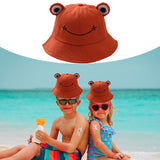 Maxbell Kids Girls Cotton Frog Bucket Hat Fishing Cap for Outdoor Vacation Brown