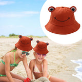 Maxbell Kids Girls Cotton Frog Bucket Hat Fishing Cap for Outdoor Vacation Brown