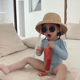 Maxbell Fashion Kids Straw Hat Summer Travel Sun Hat w/ Adjustable Tie  White Tie