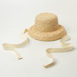 Maxbell Fashion Kids Straw Hat Summer Travel Sun Hat w/ Adjustable Tie  White Tie