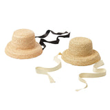 Maxbell Fashion Kids Straw Hat Summer Travel Sun Hat w/ Adjustable Tie  White Tie