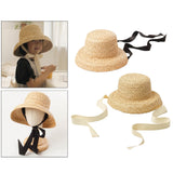 Maxbell Fashion Kids Straw Hat Summer Travel Sun Hat w/ Adjustable Tie  White Tie