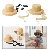 Maxbell Fashion Kids Straw Hat Summer Travel Sun Hat w/ Adjustable Tie  White Tie