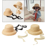 Maxbell Fashion Kids Straw Hat Summer Travel Sun Hat w/ Adjustable Tie  White Tie