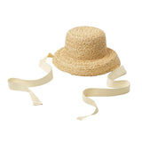 Maxbell Fashion Kids Straw Hat Summer Travel Sun Hat w/ Adjustable Tie  White Tie