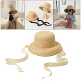 Maxbell Fashion Kids Straw Hat Summer Travel Sun Hat w/ Adjustable Tie  White Tie