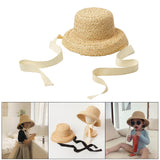 Maxbell Fashion Kids Straw Hat Summer Travel Sun Hat w/ Adjustable Tie  White Tie