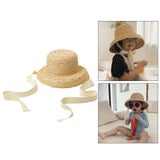 Maxbell Fashion Kids Straw Hat Summer Travel Sun Hat w/ Adjustable Tie  White Tie