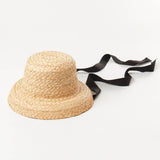 Maxbell Fashion Kids Straw Hat Summer Travel Sun Hat w/ Adjustable Tie  Black Tie