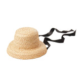 Maxbell Fashion Kids Straw Hat Summer Travel Sun Hat w/ Adjustable Tie  Black Tie