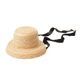 Maxbell Fashion Kids Straw Hat Summer Travel Sun Hat w/ Adjustable Tie  Black Tie