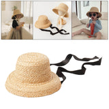 Maxbell Fashion Kids Straw Hat Summer Travel Sun Hat w/ Adjustable Tie  Black Tie